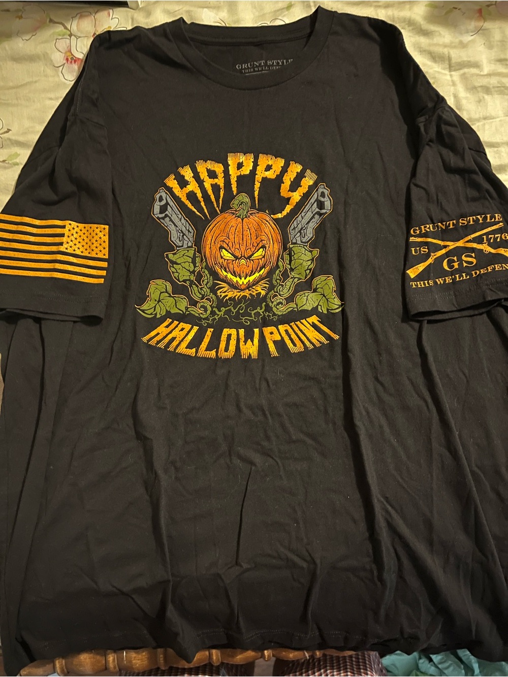 Grunt Style Happy Hallow Point T-Shirt Mens 4X Black Halloween Pumpkin